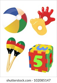 set of vector icons of children's toys