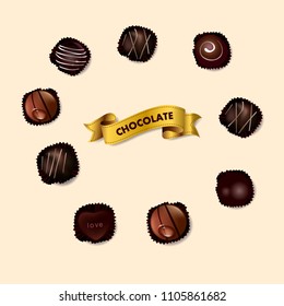 Set of vector icons of chocolate.