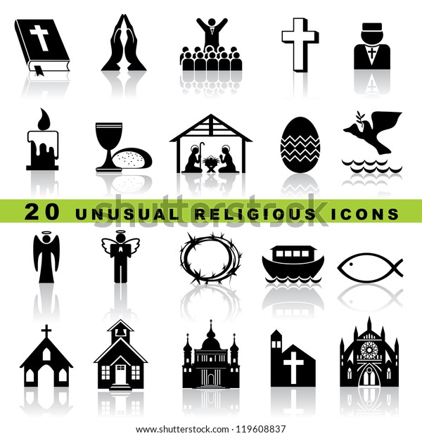 set
vector icons of christian religion sign and
symbol