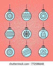Set of vector icons Christmas balls. Vector illustration.
