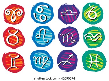 Set of vector icons circular zodiac