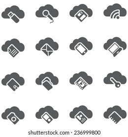 Set of vector icons. Cloud storage concept multimedia and personal data.