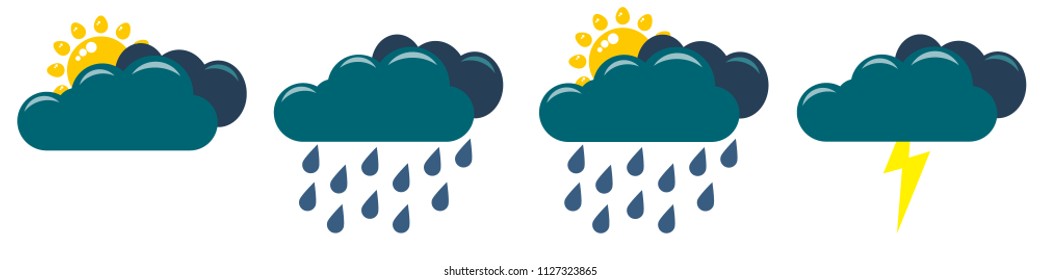 set of vector icons, cloudy weather