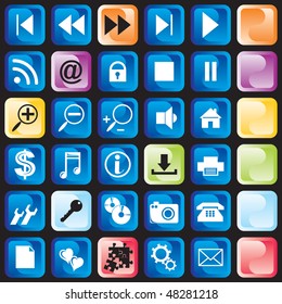 Set of vector icons. Computer buttons of different colors.