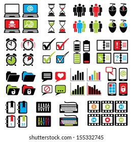 set vector icons of computer sign and symbols for web design