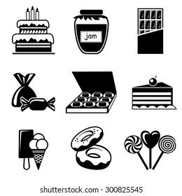 set vector icons of confection and chocolate