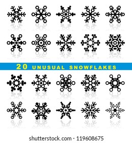 set vector icons of decorative geometric snowflakes