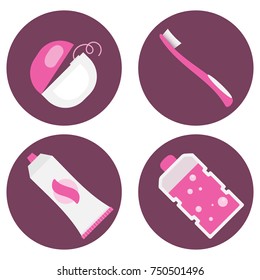 A set of vector icons in dental flat style. Icons for the web site dental clinic.