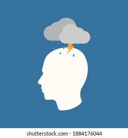 A set of vector icons depicting depression or mood