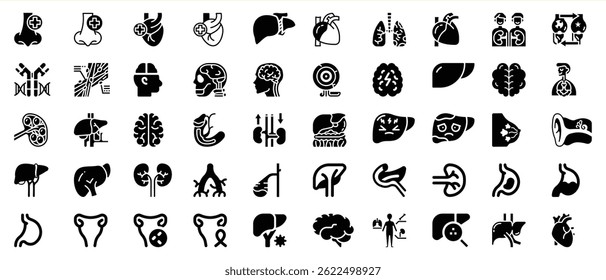 Set of vector icons depicting human internal organs for healthcare and medical resources