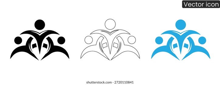 Conjunto de iconos vectoriales que representan el trabajo en equipo y la unidad en el diseño moderno, perfecto para negocios y uso corporativo