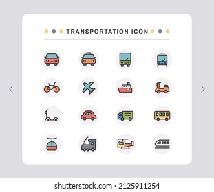 A set of vector icons depicting various vehicles and means of transportation.
