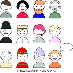 set of vector icons with different people
