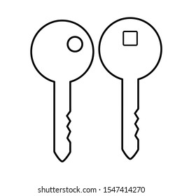 Set of vector icons with door keys on a white background.