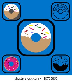 Set of vector icons of doughnut in various icon styles