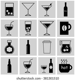 Set of vector icons of drinks