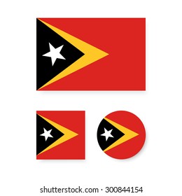 Set of vector icons with East Timor flag