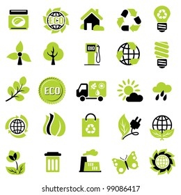 set vector icons of ecological signs and symbol