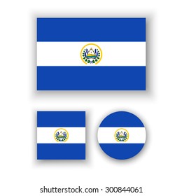 Set of vector icons with El Salvador flag