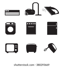 set vector icons of electric household and home appliances