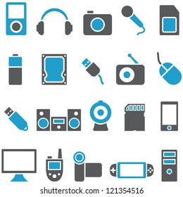 Set vector icons electronics and gadgets. Signs can be used as buttons for web design, and for other purposes.