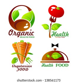 Set of vector icons and elements for organic food