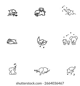 set of vector icons, Elephant is dream, set of Elephant icon
