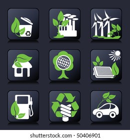 set of vector icons of environment protection and renewable sources of power
