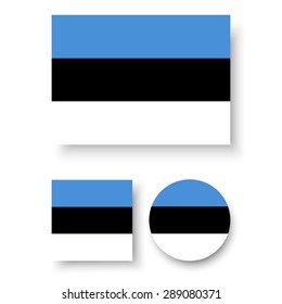 Set of vector icons with Estonia flag