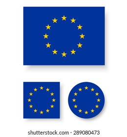 Set of vector icons with European Union flag
