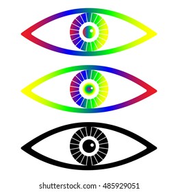 Set of vector icons eye. Colorful icon.