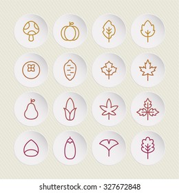 A set of vector icons for fall, autumn. various leaf, leaves. maple, ginkgo, etc.