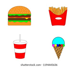 
Set of vector icons of fast food