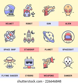 Set of vector icons of fiction into flat style.