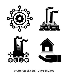 A set of vector icons from the field of construction, industry and mechanical engineering. Isolated.	
