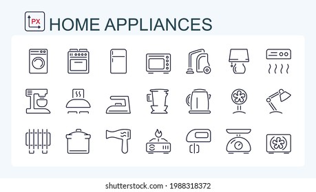 A set of vector icons from a fine line of home appliances.