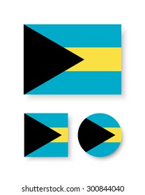 Set of vector icons with flag of the Bahamas