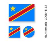 Set of vector icons with flag of the Democratic Republic of the Congo