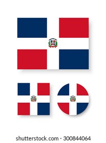 Set of vector icons with flag of the Dominican Republic