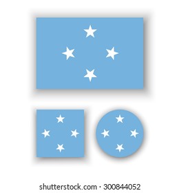 Set of vector icons with flag of the Federated States of Micronesia