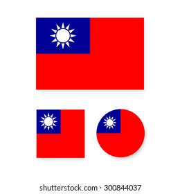 Set of vector icons with flag of the Republic of China