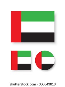 Set of vector icons with flag of the United Arab Emirates