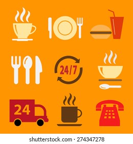 Set of vector icons with food