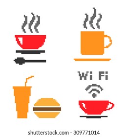 Set of vector icons with food