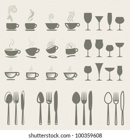 Set of vector icons for food and drink