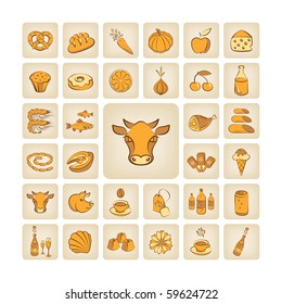 set of vector icons, food theme