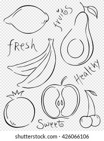 Set of vector icons  of fruit . Vector illustration .