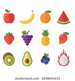 Set vector icons of fruits