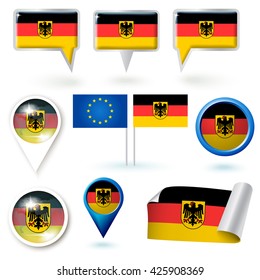 Set of vector icons with Germany flag theme