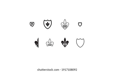set of vector icons and gothic elements of heraldry for logo or emblem creation
